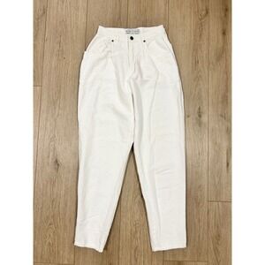 Vintage STYLE New York White Linen Cotton Tapered Mom Pants High Waist 4 25"
